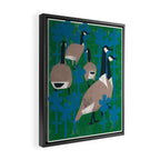 Geese in Flowers - Blue Framed Canvas Print Gallery Image 2