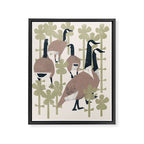 Geese in Flowers -Netural Framed Canvas Print Gallery Image 6