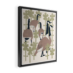 Geese in Flowers -Netural Framed Canvas Print Gallery Image 2