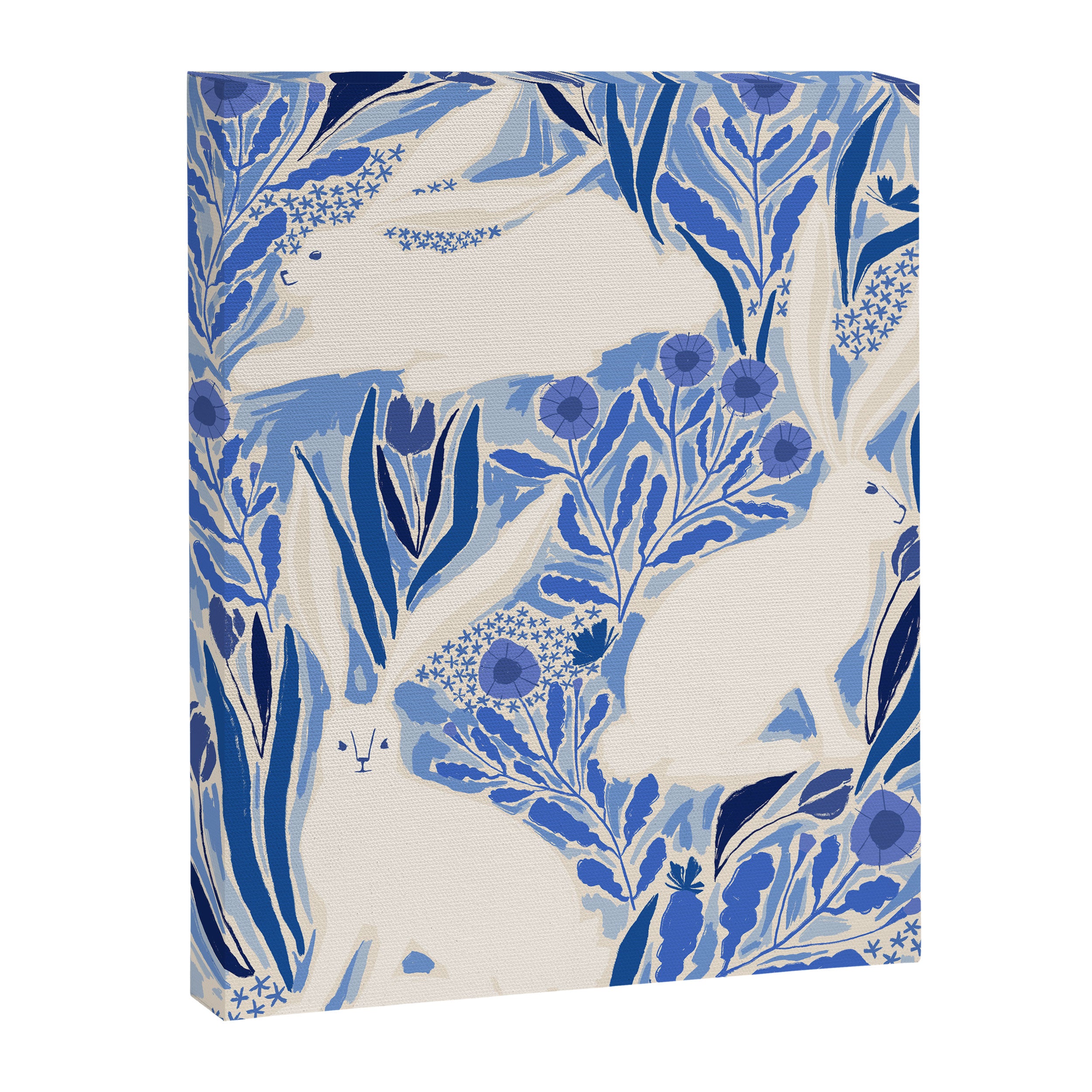 Hare Meadow Indigo Canvas Print Gallery Image 6
