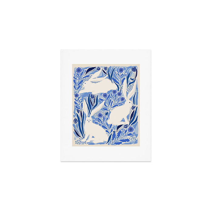 Hare Meadow Indigo Art Print Gallery Image 1