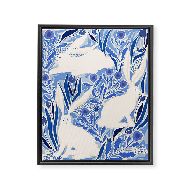 Hare Meadow Indigo Framed Canvas Print Gallery Image 6