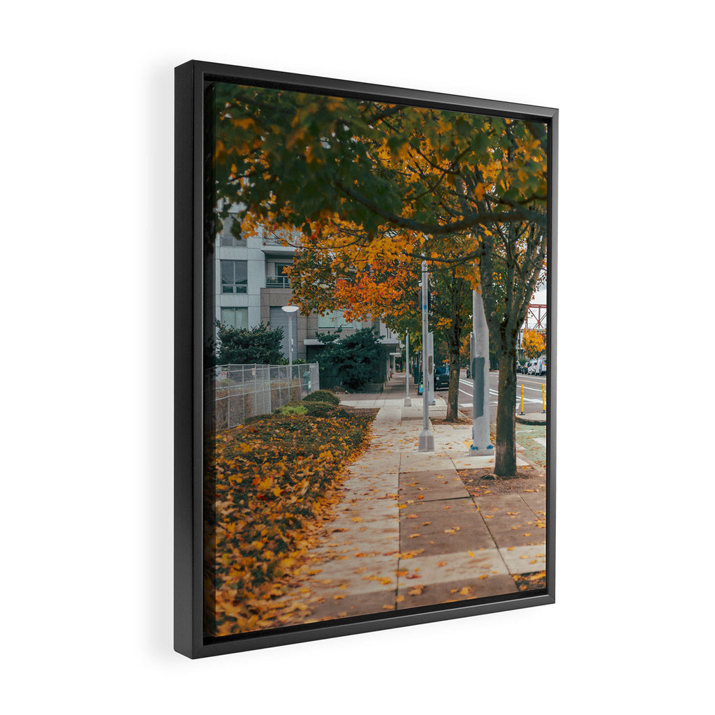 Autumn Sidewalk Framed Canvas Print Gallery Image 2
