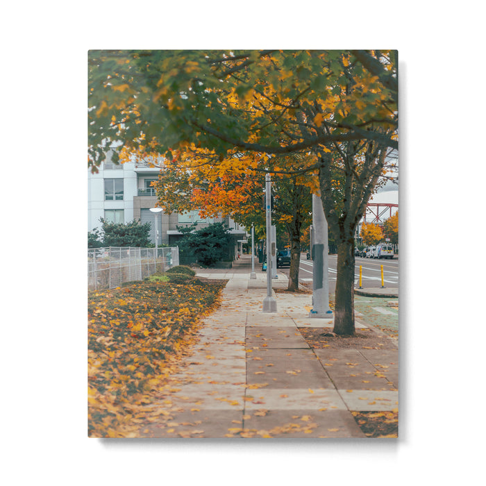 Autumn Sidewalk Metal Print Gallery Image 1