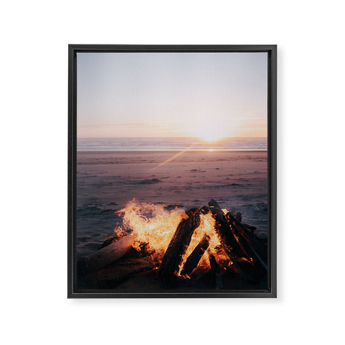 Beach Bonfire Framed Canvas Print Gallery Image 1
