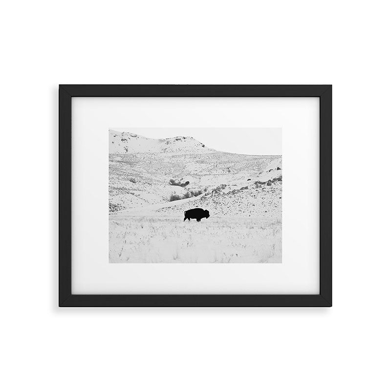 Black and White Bison Framed Art Print Gallery Image 6