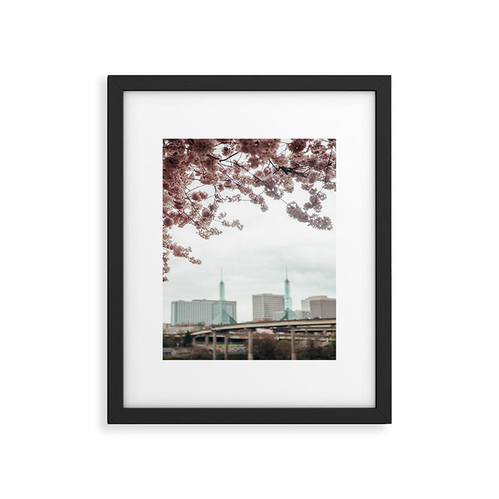 Cherry Blossoms Oregon Convention Center Framed Art Print Gallery Image 1