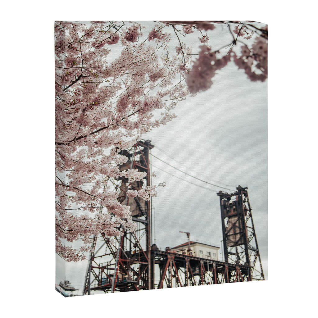 Cherry Blossoms Steel Bridge Portland Canvas Print Gallery Image 6
