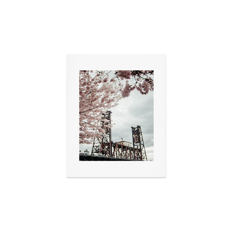 Cherry Blossoms Steel Bridge Portland Art Print Gallery Image 1