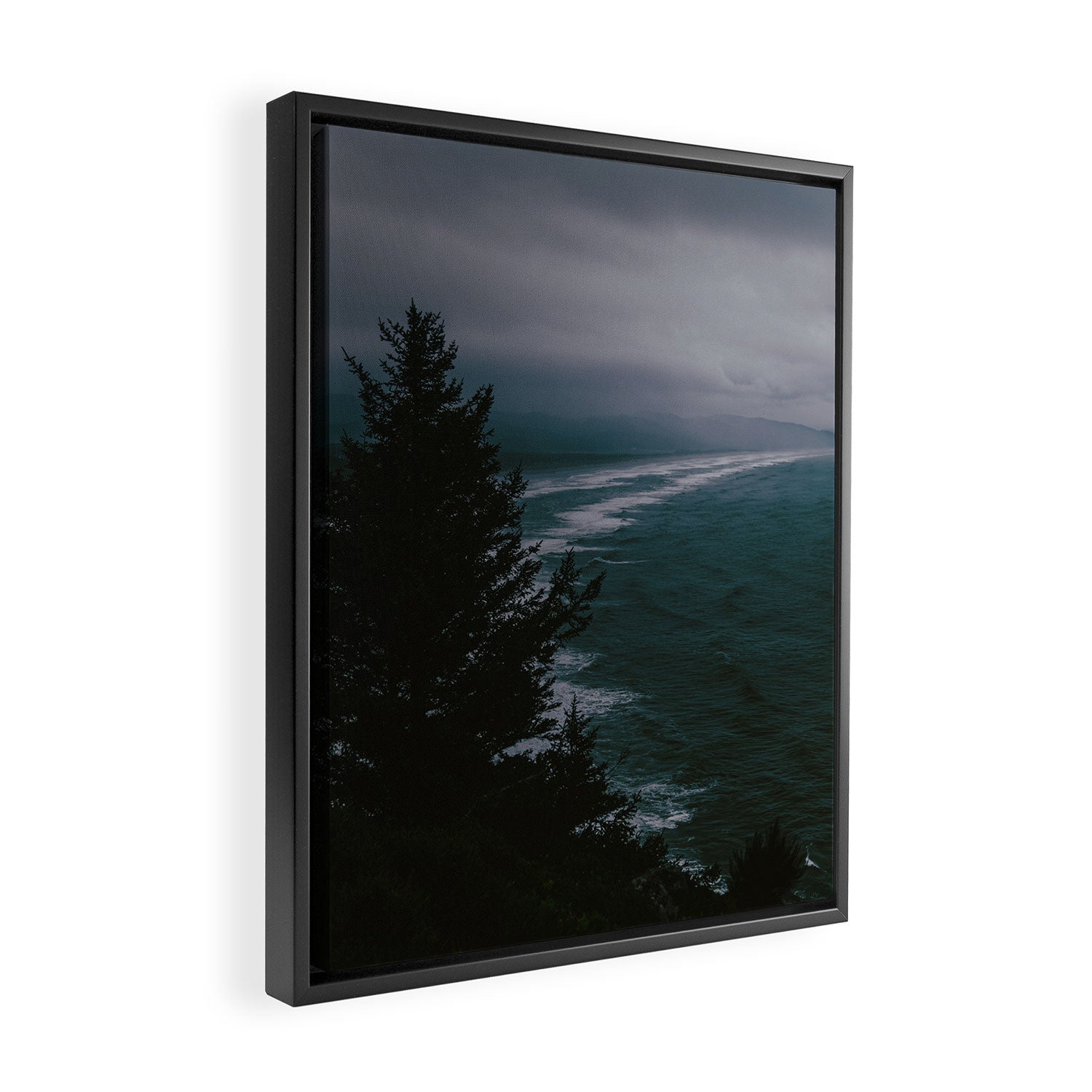 Dark Moody Coast Framed Canvas Print Gallery Image 2