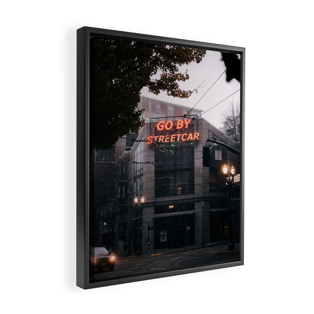 Go By Streetcar Portland  Framed Canvas Print Gallery Image 2