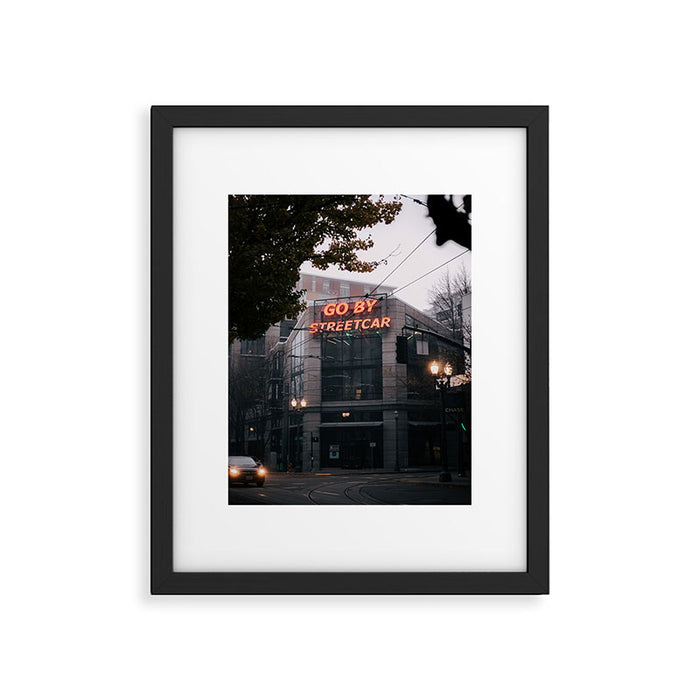 Go By Streetcar Portland  Framed Art Print Gallery Image 1