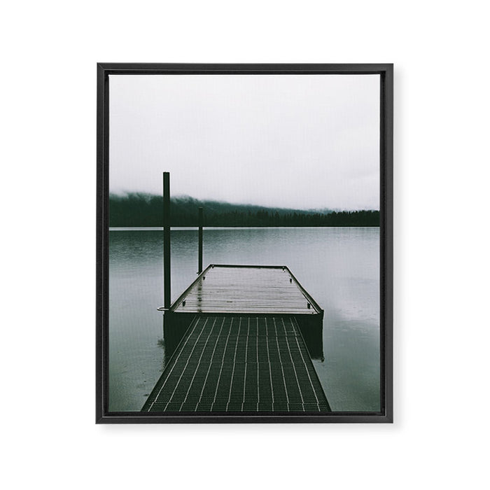 Moody Lake Dock Framed Canvas Print Gallery Image 1