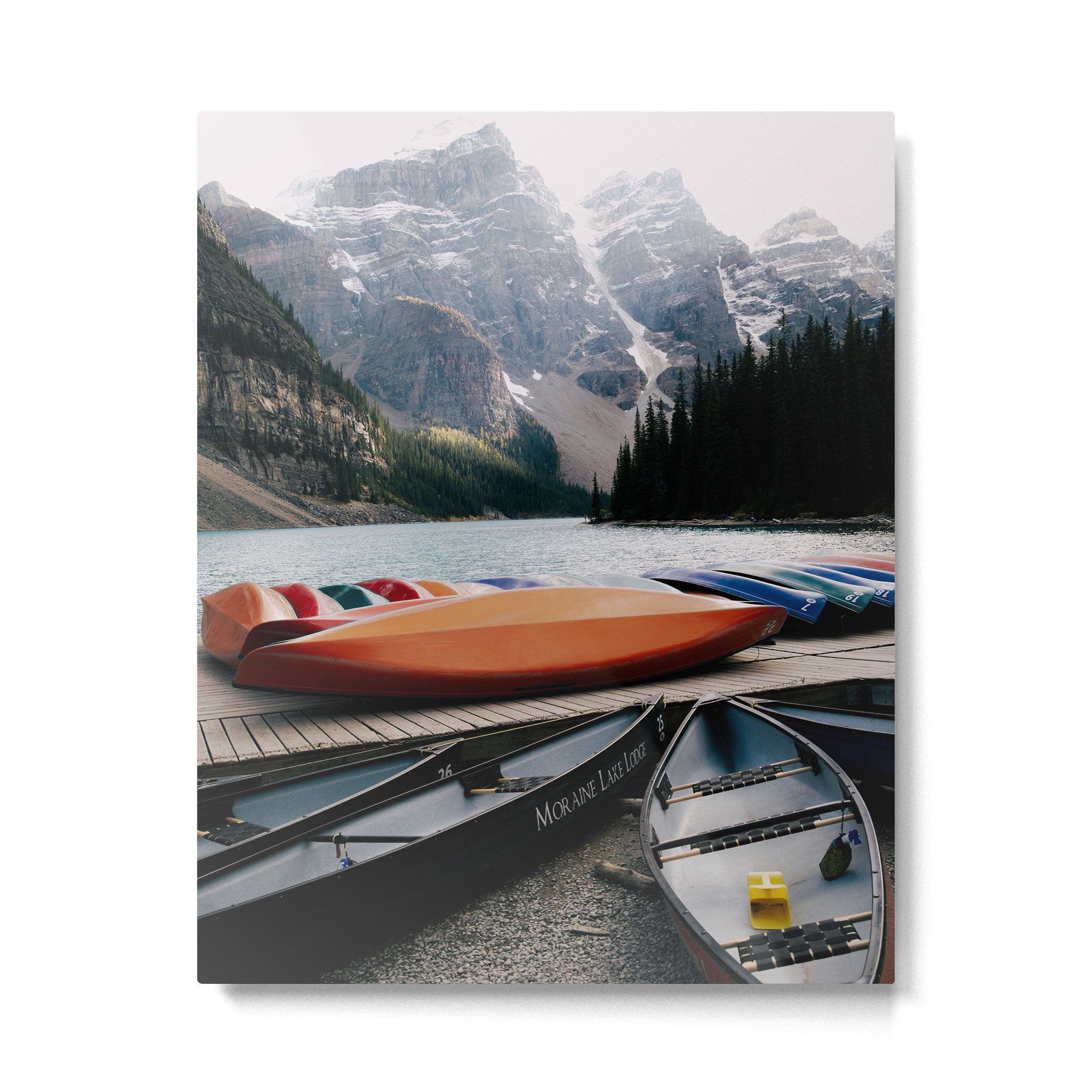Moraine Lake Canoes Metal Print Gallery Image 4