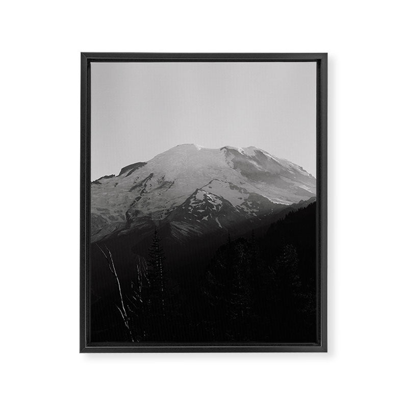 Mount Rainier Black and White Framed Canvas Print Gallery Image 6