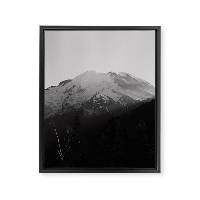 Mount Rainier Black and White Framed Canvas Print Gallery Image 1