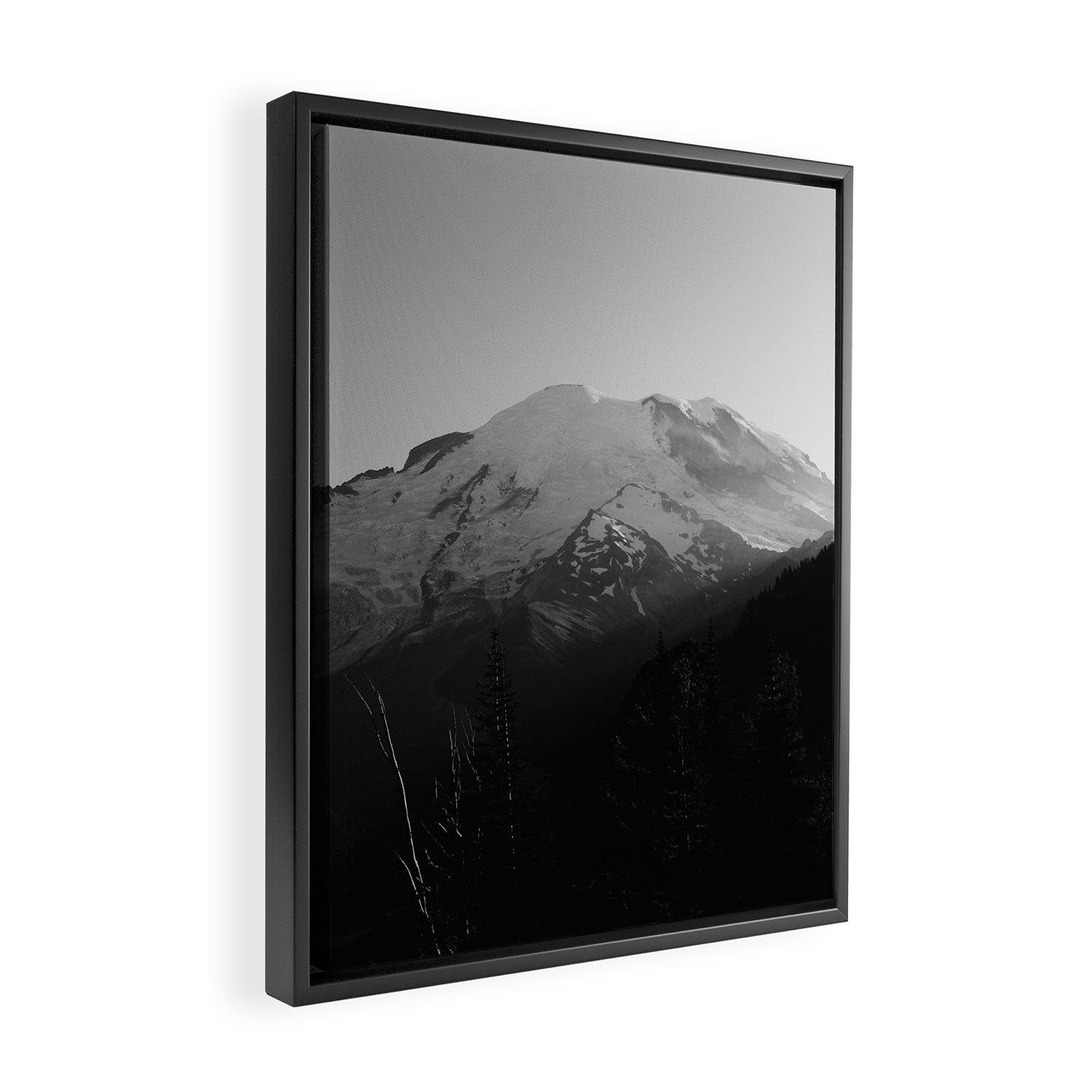 Mount Rainier Black and White Framed Canvas Print Gallery Image 2