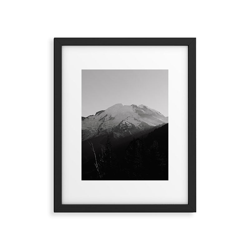 Mount Rainier Black and White Framed Art Print Gallery Image 5