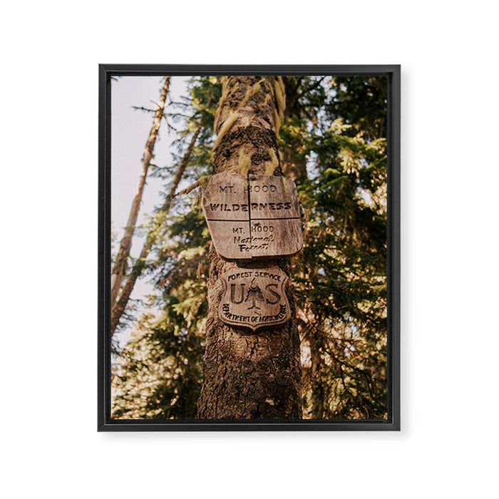 Mt Hood Wilderness Sign Framed Canvas Print Gallery Image 1