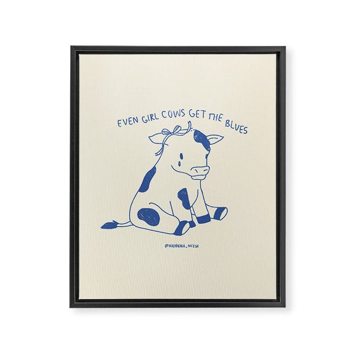Even Girl Cows Get The Blues Art Print Framed Canvas Print Gallery Image 1