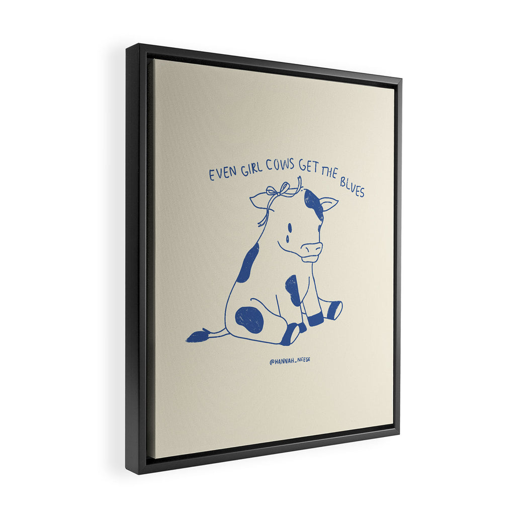 Even Girl Cows Get The Blues Art Print Framed Canvas Print Gallery Image 2