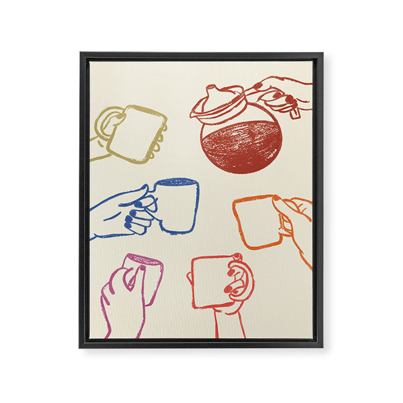 Multicolor Coffee Hands Art Print Framed Canvas Print Gallery Image 6