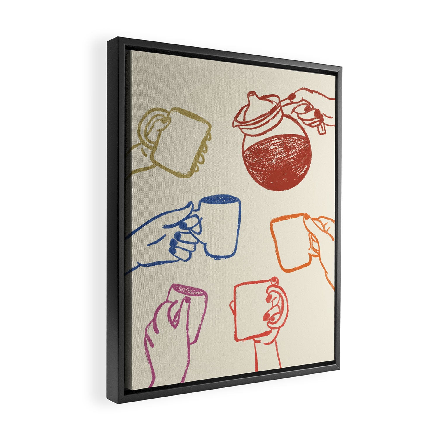 Multicolor Coffee Hands Art Print Framed Canvas Print Gallery Image 2