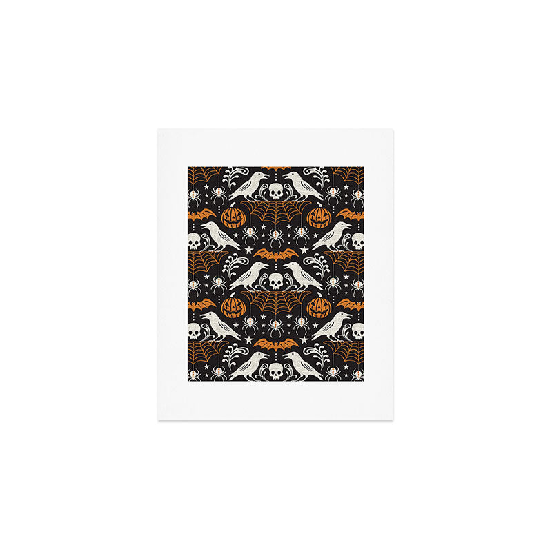 All Hallows' Eve - Black Orange Halloween Art Print Gallery Image 1