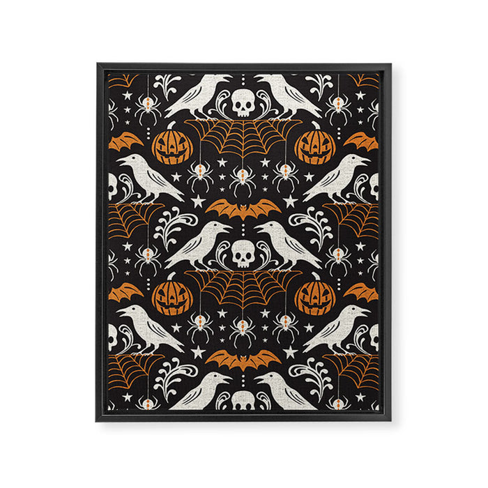 All Hallows' Eve - Black Orange Halloween Framed Canvas Print Gallery Image 1