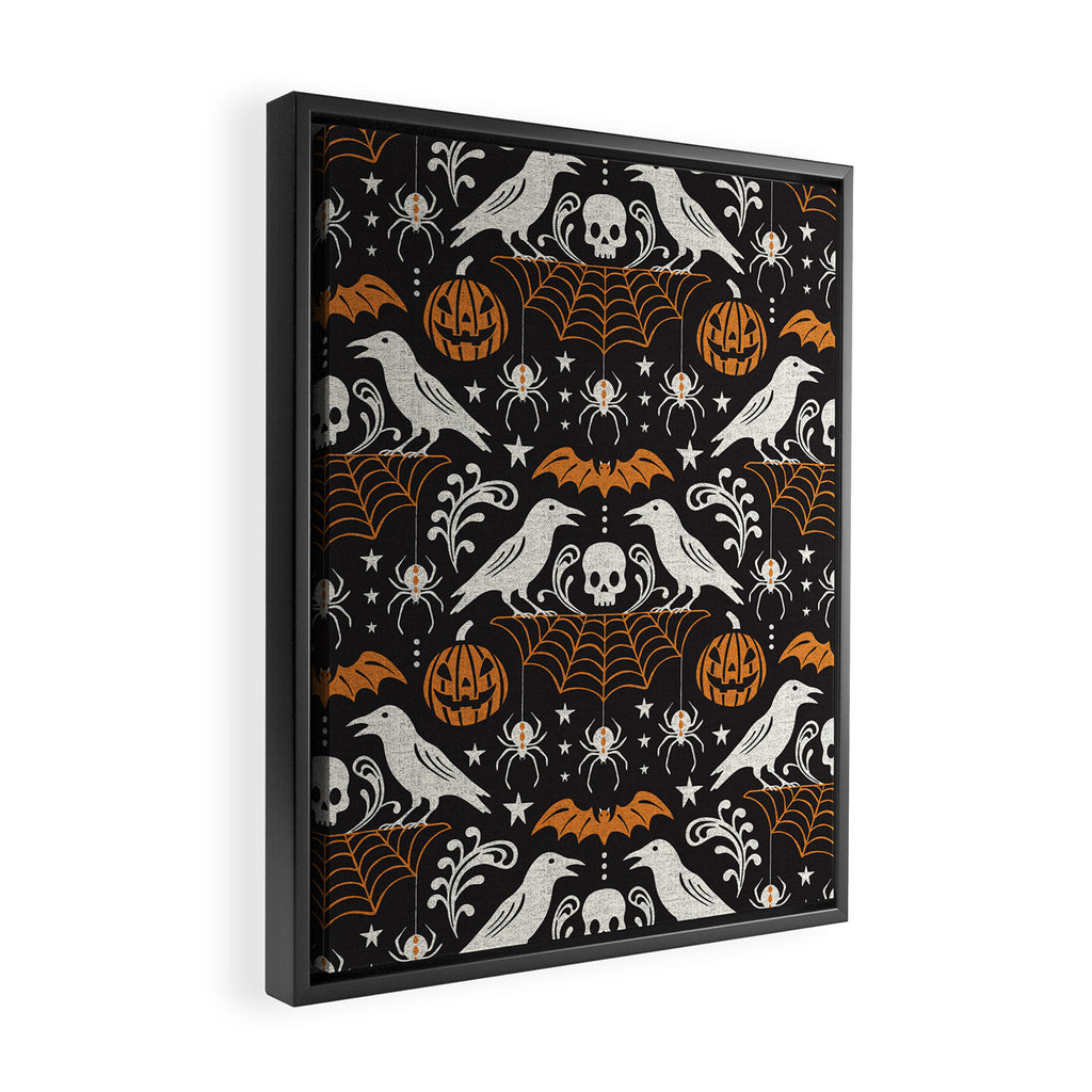 All Hallows' Eve - Black Orange Halloween Framed Canvas Print Gallery Image 2