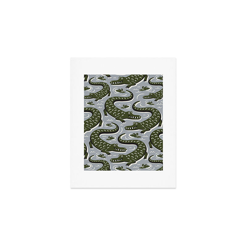 Alligator - Down In The Bayou - Grey Art Print Gallery Image 1