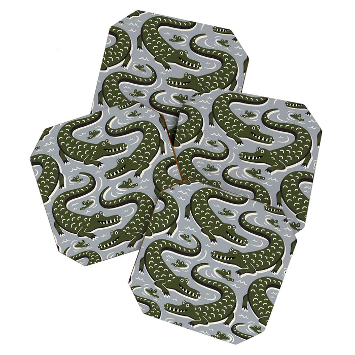 Alligator - Down In The Bayou - Grey Coaster Gallery Image 1