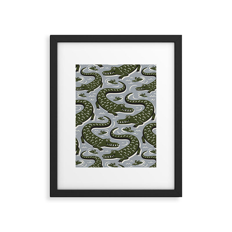Alligator - Down In The Bayou - Grey Framed Art Print Gallery Image 6