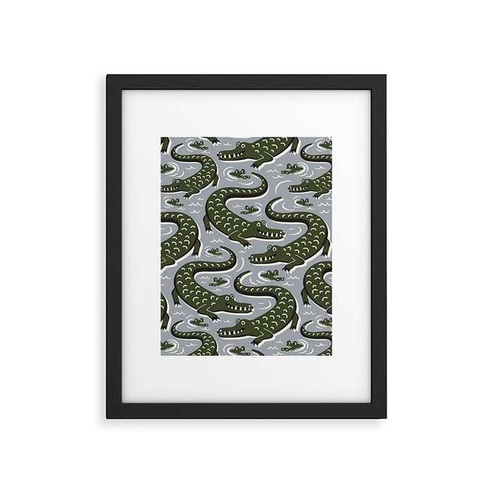 Alligator - Down In The Bayou - Grey Framed Art Print Gallery Image 1