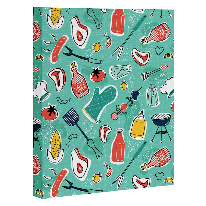 Backyard BBQ Aqua Canvas Print Gallery Image 1