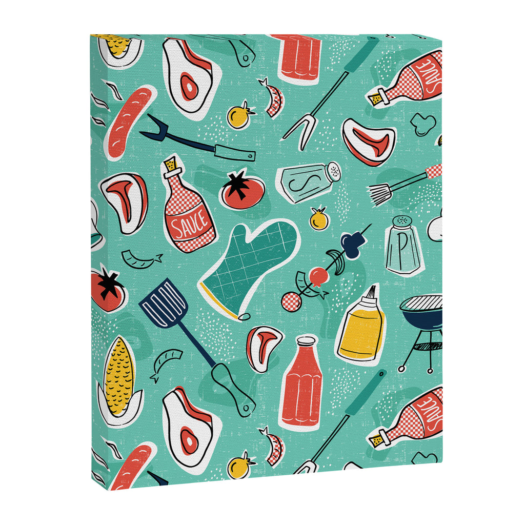 Backyard BBQ Aqua Canvas Print Gallery Image 8