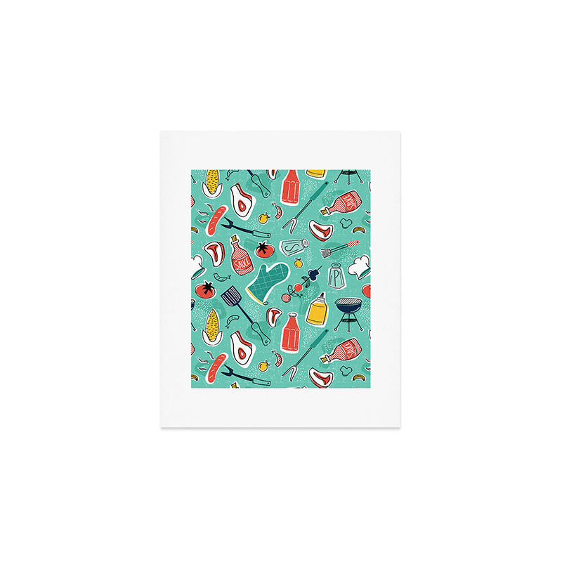 Backyard BBQ Aqua Art Print Gallery Image 1