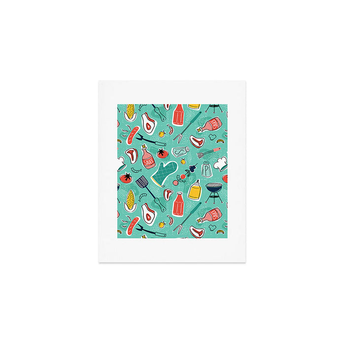 Backyard BBQ Aqua Art Print Gallery Image 1