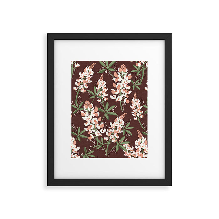 Bluebonnet Floral Brown Peach Multi Framed Art Print Gallery Image 1