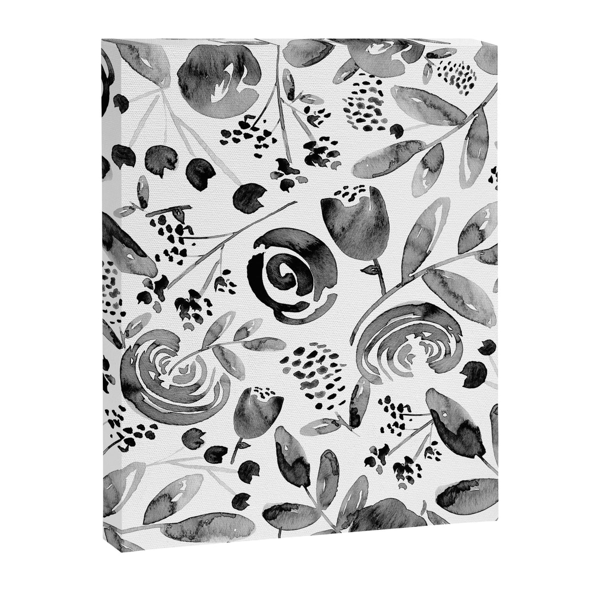 Bountiful Bouquet Black Watercolor Canvas Print Gallery Image 8