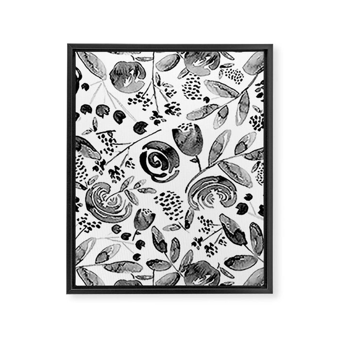 Bountiful Bouquet Black Watercolor Framed Canvas Print Gallery Image 1