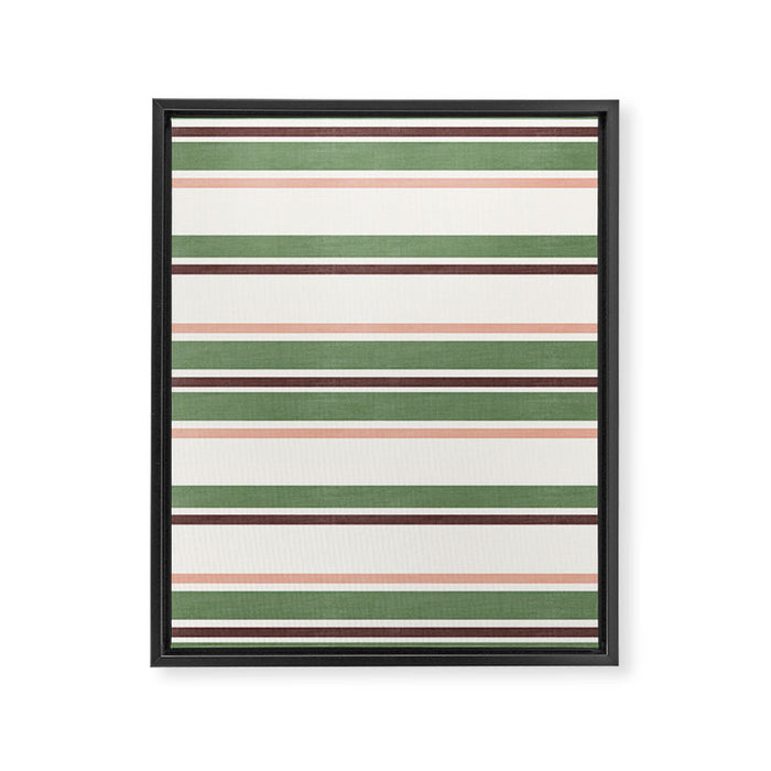 Daybed Stripe Ivory Green Multi Framed Canvas Print Gallery Image 1