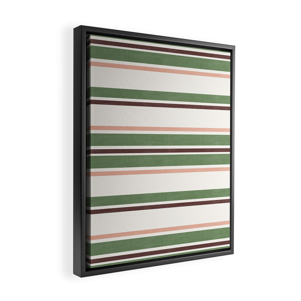 Daybed Stripe Ivory Green Multi Framed Canvas Print Gallery Image 2