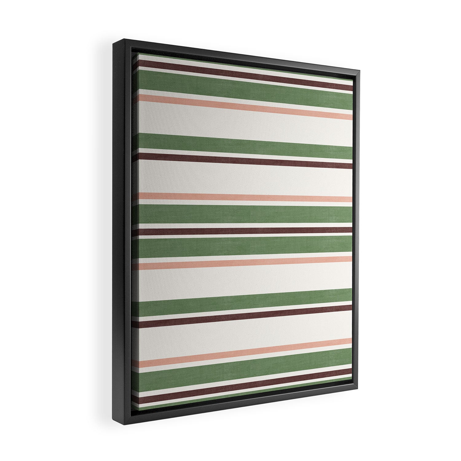 Daybed Stripe Ivory Green Multi Framed Canvas Print Gallery Image 2