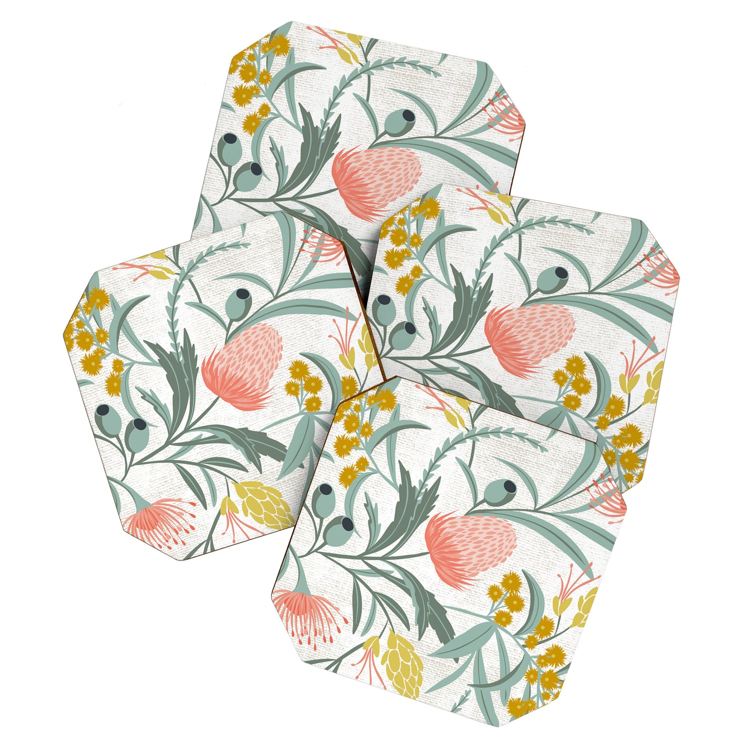 Flora Australis White Coaster Gallery Image 1