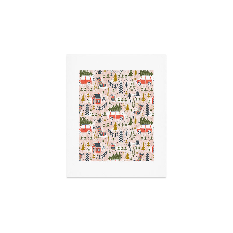 Home For The Holidays Blush Pink Christmas Art Print Gallery Image 1