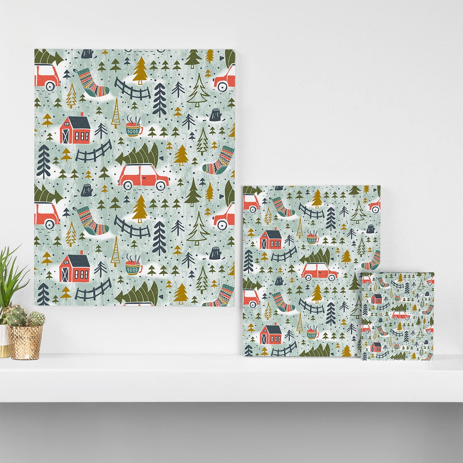 Home For The Holidays Blush Mint Christmas Canvas Print Gallery Image 3