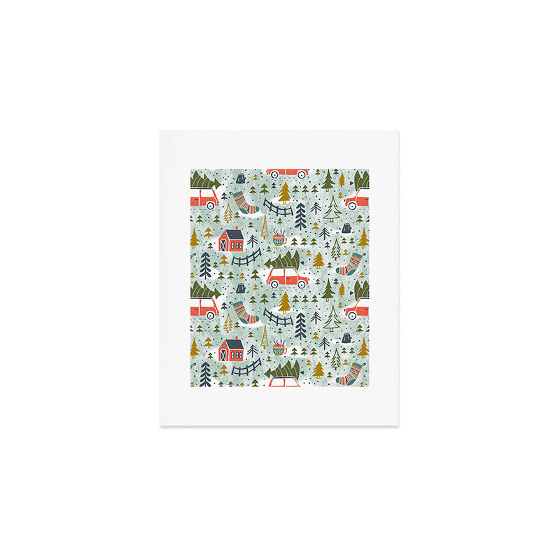 Home For The Holidays Blush Mint Christmas Art Print Gallery Image 1