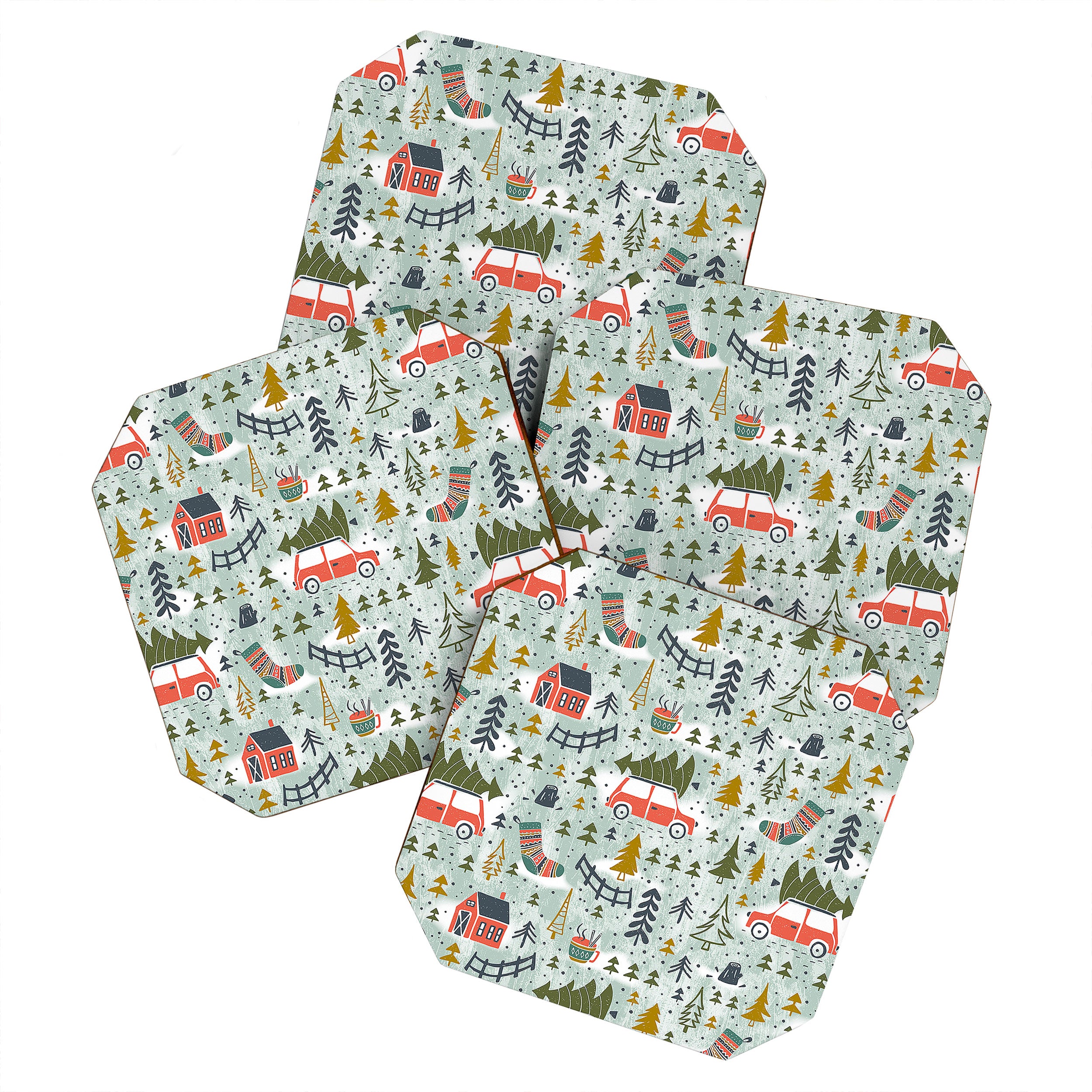 Home For The Holidays Blush Mint Christmas Coaster Gallery Image 1