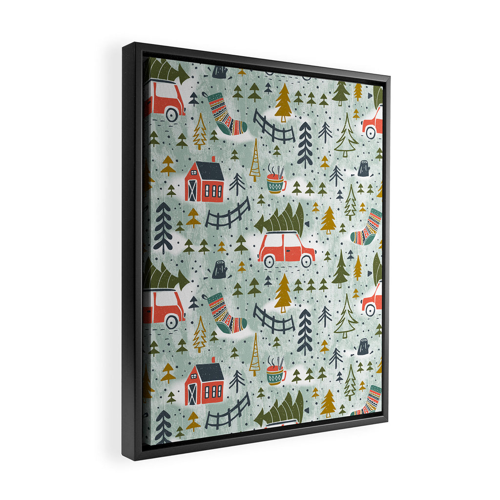 Home For The Holidays Blush Mint Christmas Framed Canvas Print Gallery Image 2